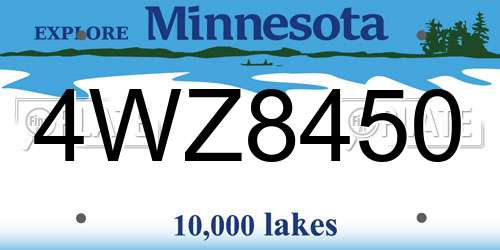 4WZ8450 Minnesota License Plate