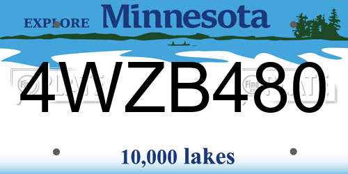 4WZB480 Minnesota License Plate