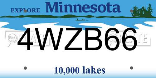 4WZB66 Minnesota License Plate