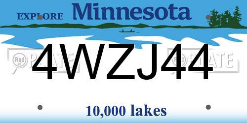 4WZJ44 Minnesota License Plate