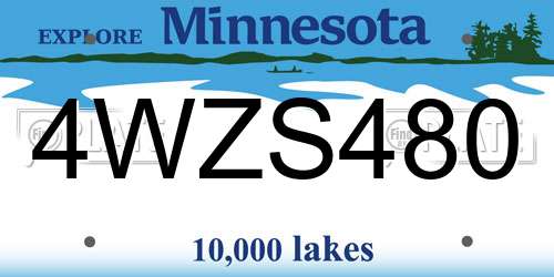 4WZS480 Minnesota License Plate