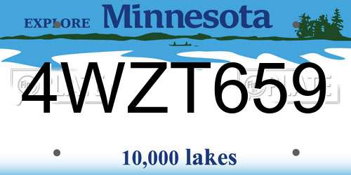 4WZT659 Minnesota License Plate