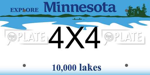4X4 Minnesota License Plate