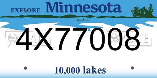 4X77008 Minnesota License Plate