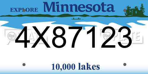 4X87123 Minnesota License Plate