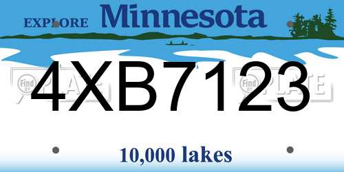 4XB7123 Minnesota License Plate