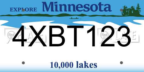 4XBT123 Minnesota License Plate
