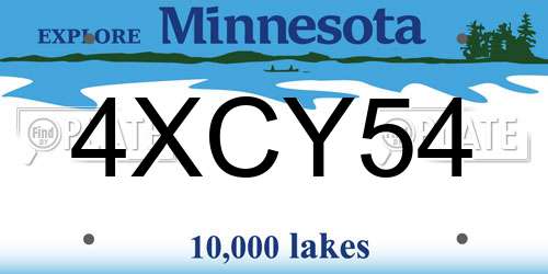 4XCY54 Minnesota License Plate