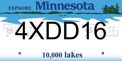 4XDD16 Minnesota License Plate