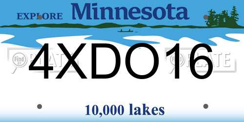 4XDO16 Minnesota License Plate
