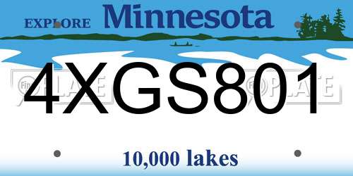 4XGS801 Minnesota License Plate