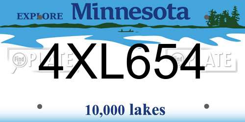 4XL654 Minnesota License Plate