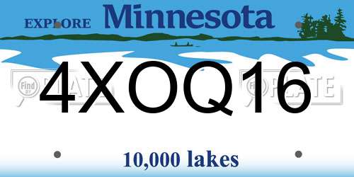 4XOQ16 Minnesota License Plate