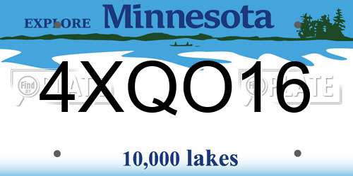 4XQO16 Minnesota License Plate