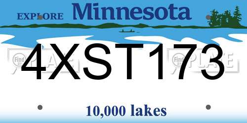 4XST173 Minnesota License Plate