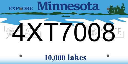 4XT7008 Minnesota License Plate