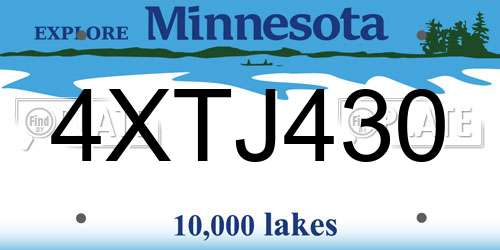 4XTJ430 Minnesota License Plate