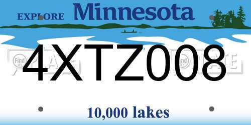 4XTZ008 Minnesota License Plate