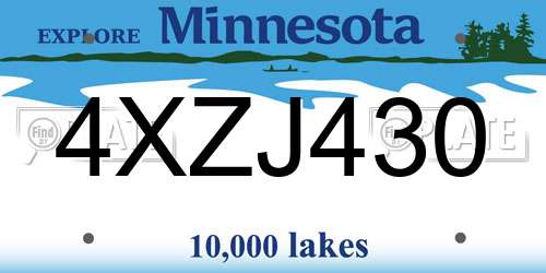 4XZJ430 Minnesota License Plate