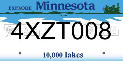 4XZT008 Minnesota License Plate