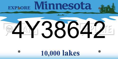 4Y38642 Minnesota License Plate