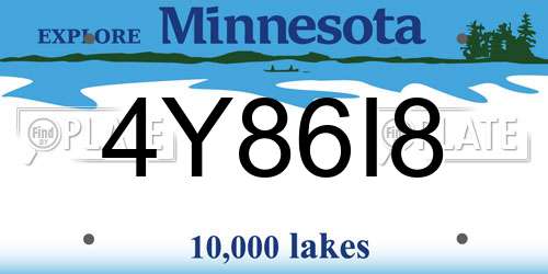4Y86I8 Minnesota License Plate