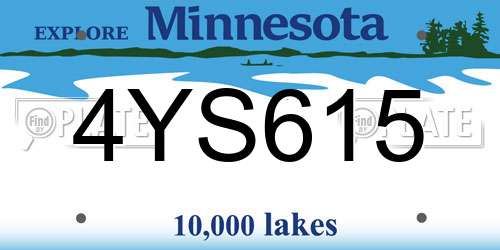 4YS615 Minnesota License Plate