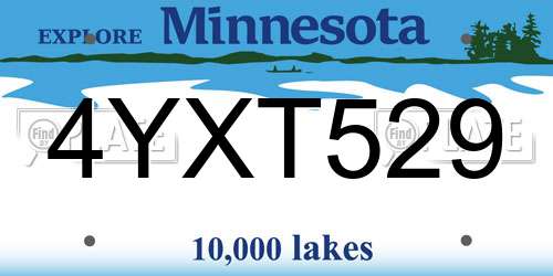 4YXT529 Minnesota License Plate