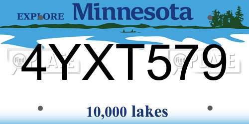 4YXT579 Minnesota License Plate
