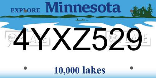 4YXZ529 Minnesota License Plate