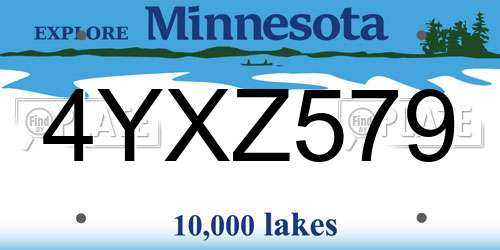 4YXZ579 Minnesota License Plate