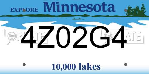 4Z02G4 Minnesota License Plate