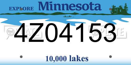 4Z04153 Minnesota License Plate