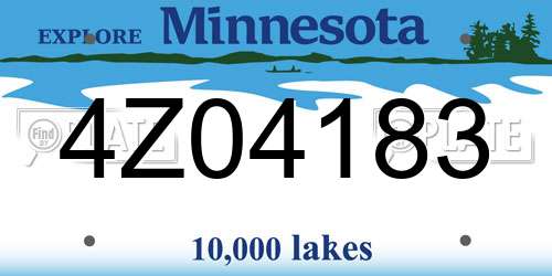 4Z04183 Minnesota License Plate