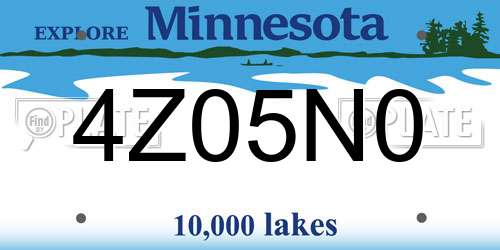 4Z05N0 Minnesota License Plate