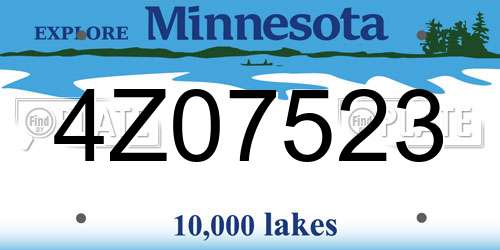 4Z07523 Minnesota License Plate