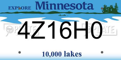 4Z16H0 Minnesota License Plate