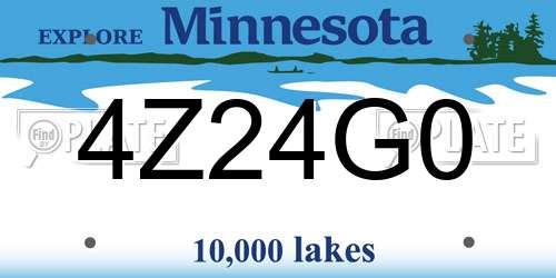 4Z24G0 Minnesota License Plate