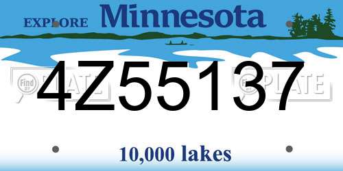 4Z55137 Minnesota License Plate