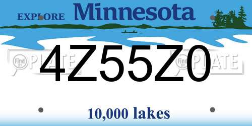 4Z55Z0 Minnesota License Plate