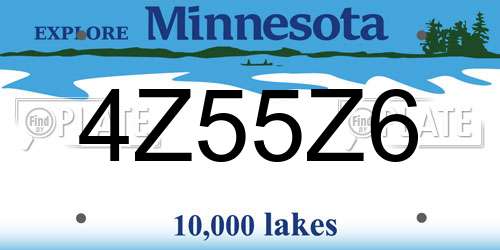 4Z55Z6 Minnesota License Plate