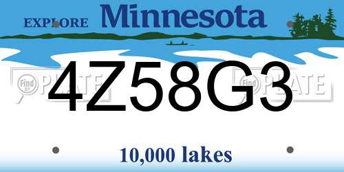 4Z58G3 Minnesota License Plate
