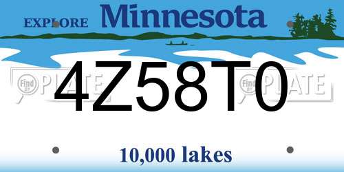 4Z58T0 Minnesota License Plate