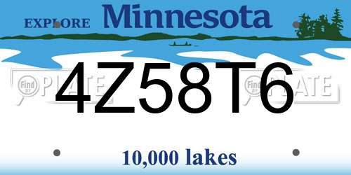 4Z58T6 Minnesota License Plate