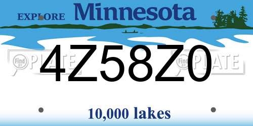 4Z58Z0 Minnesota License Plate