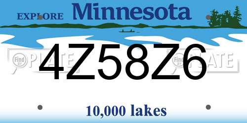 4Z58Z6 Minnesota License Plate