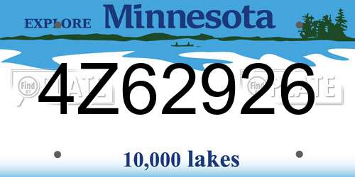 4Z62926 Minnesota License Plate