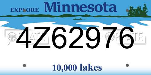 4Z62976 Minnesota License Plate