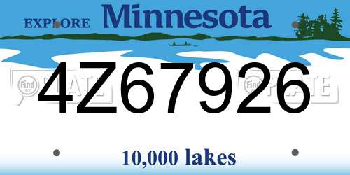 4Z67926 Minnesota License Plate