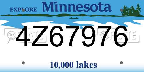 4Z67976 Minnesota License Plate